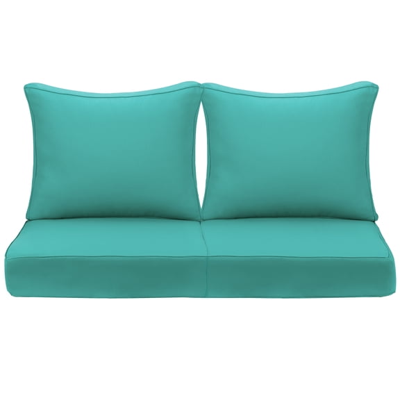 Outdoor Deep Seating Cushion Set, 24" x 24", Waterproof & Fade Resistant Patio Furniture Cushions with Handle, Deep Seat and Back Cushion for Chair and Sofa (2, Green)