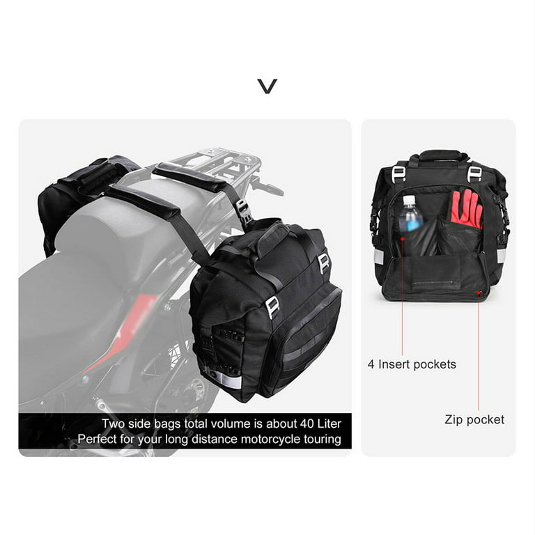  Motorcycle Waterproof Reflective Tail Dry Bag Saddle Luggage  Outdoor Duffle Accessories Gray 60L… : Automotive