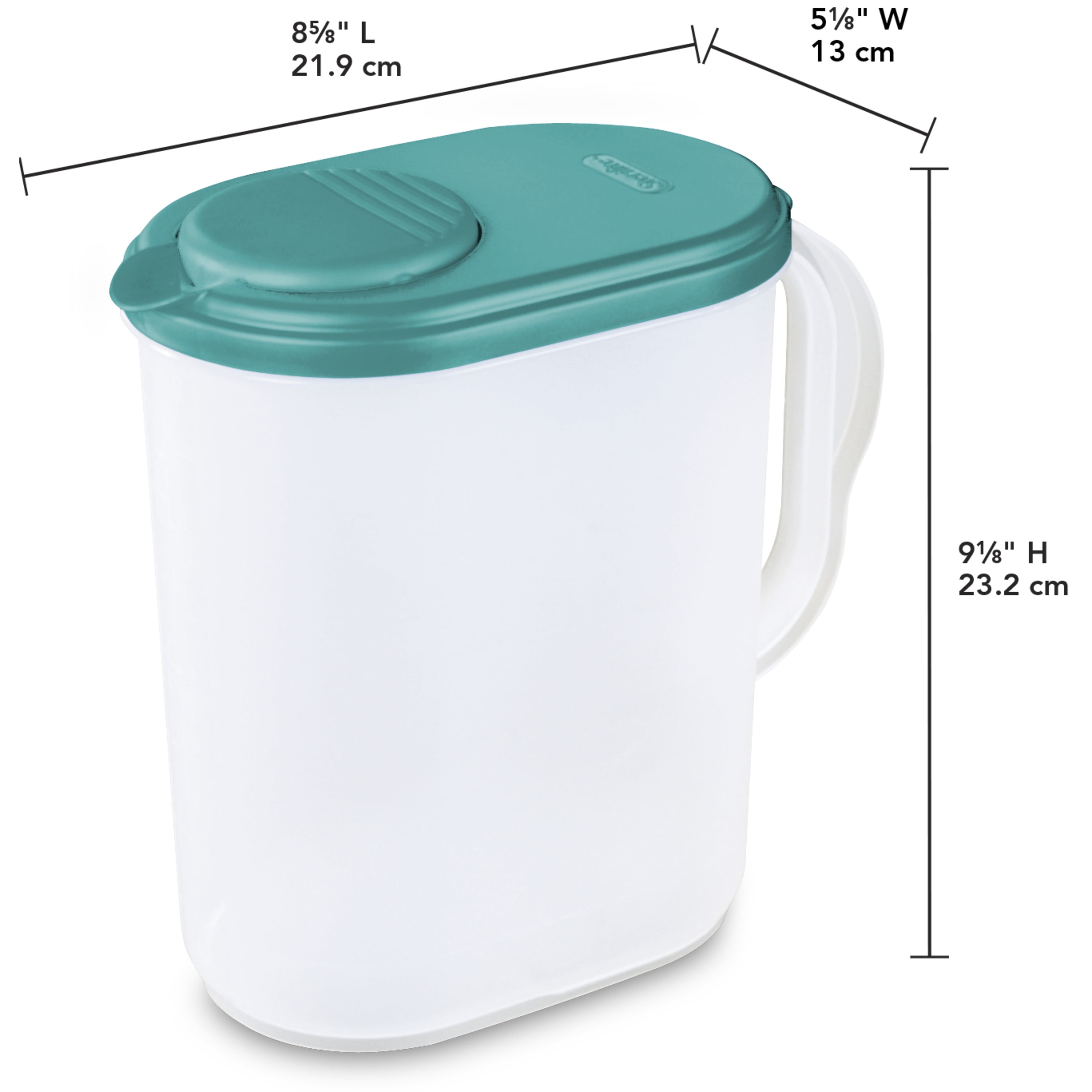 (2 pack) Sterilite, Pitcher, 1 Gal. Pitcher Plastic, Blue Atoll, plastic, 1 gal, suitable for organized drink storage.