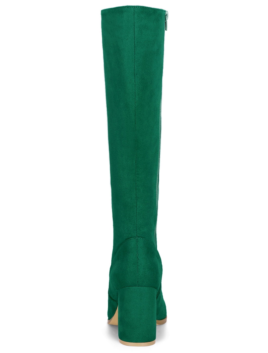 DARING DIVA Women's Stylish Side Zipper Chunky Heel Knee High Boots Emerald Green 6.5