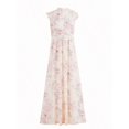 thumbnail image 2 of Pale Yellow Floral Print V-Neck Lace Trim Maxi Dress For Vacation, 2 of 30