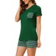 thumbnail image 2 of Pijama para mujer Cheibear Conjunto de 2 piezas Cuello en V Verde medio, 2 of 5