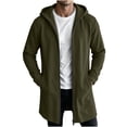 thumbnail image 4 of FSYBOA Men's Zipper Hoodies, Loose Fit Casual Winter Long Sleeve Long Hooded Jackets Army Green Size M, 4 of 6