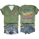 thumbnail image 1 of Camiseta de verano con doble estampado y cuello en V para mujer - Estampado «Letter Love», transpirable, manga corta informal - S-XXXL, 1 of 2