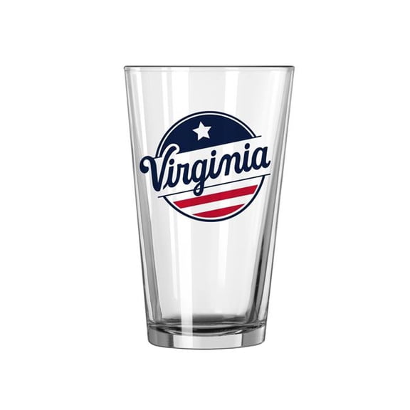 Logo Brands 234-G16P-RW1 Virginia Red White & HOO 16 oz Pint Glass