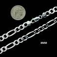 thumbnail image 2 of Real 8MM Solid 925 Sterling Silver FIGARO LINK CHAIN Necklace, Mens Womens, ITALY, 2 of 5
