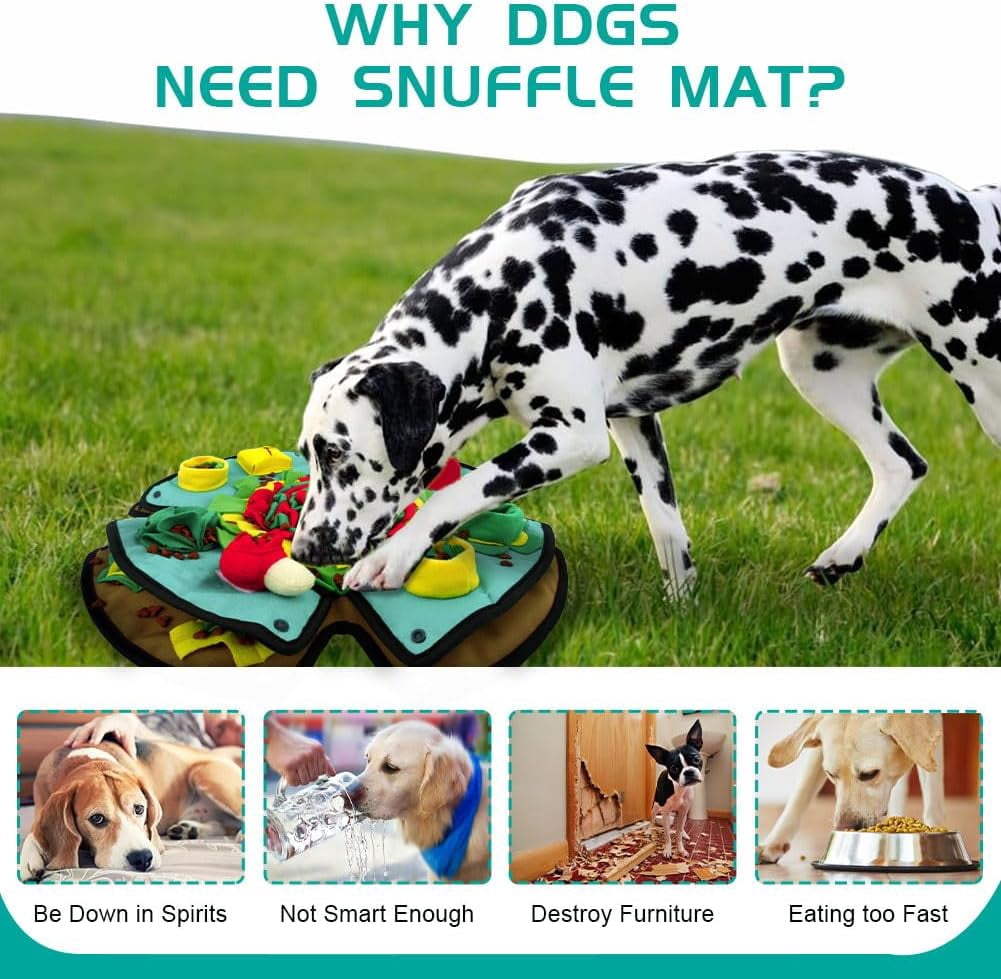 Snuffle Mat for Dogs,19" x 19" Interactive Dog Puzzle Toys Encourages Natural Foraging Skills,Durable Dog Feeding Mat for Boredom and Mental Stimulation for Large, Medium and Small Dogs