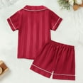 thumbnail image 5 of EHRWE Girls Pajamas Set Soft Toddler Boys Girls Short Sleeve Striped Print Tops T Shirt Shorts Casual Outfits For 4-5 Years, 5 of 5