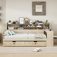 thumbnail image 2 of Euroco Wood Full Size Daybed with Bookcase and Desk, Functional Shelves and 2 Drawers, Natural, 2 of 18
