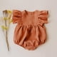 thumbnail image 3 of Ropa de bebé niña para 0-2y verano lino algodón recién nacido bebé niña mameluco de manga corta ropa infantil de moda, 3 of 5