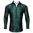 thumbnail image 2 of Barry.Wang Camisas de lujo con estampado 3D de cachemira color vino tinto para hombre, camisas casuales de manga larga con flores para hombre, camisas de vestir ajustadas, 2 of 5