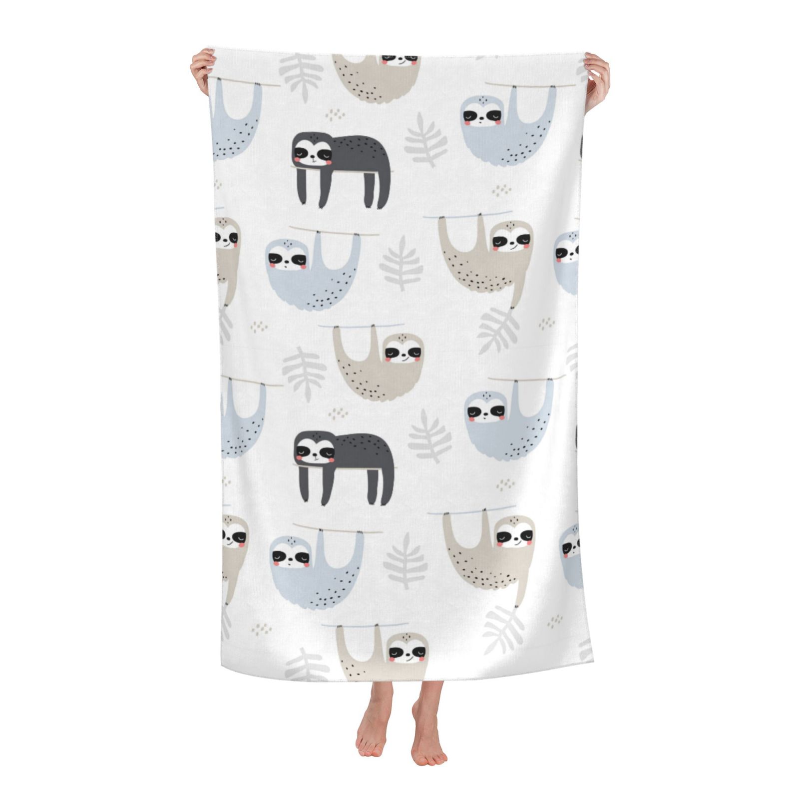 Play Sloth Beach Towel 32x52inch QuickDry, Bath Towels for Kids and