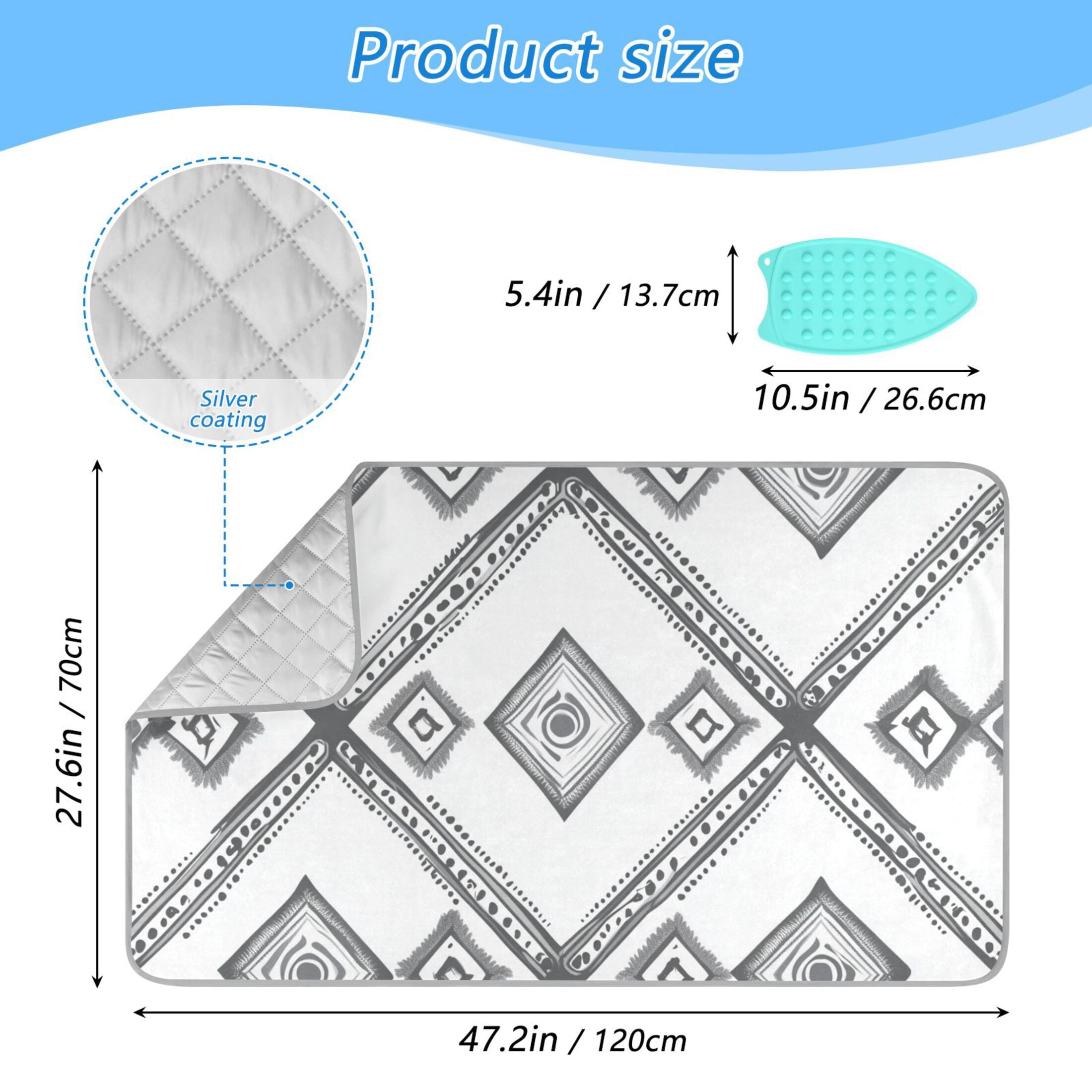 Simple Vector Abstract Shapes Ironing Mat Blanket Portable Travel Ironing Pad Heat Resistant Pad 47.2" x 27.6”