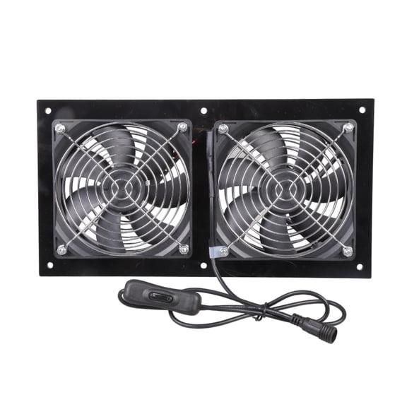 Solar Compatible 12V Double Fan With Switches Easy Connect No Wiring Required For Immediate Outdoor Ventilation Use