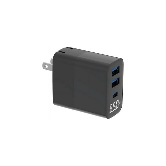 4XEM 30W Wall Charger with 2 USB-A ports and 1 USB-C Port with Power Delivery, Black