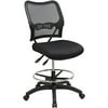 Deluxe Ergonomic AirGrid Back Black Fabric Drafting Chair with Mesh Seat