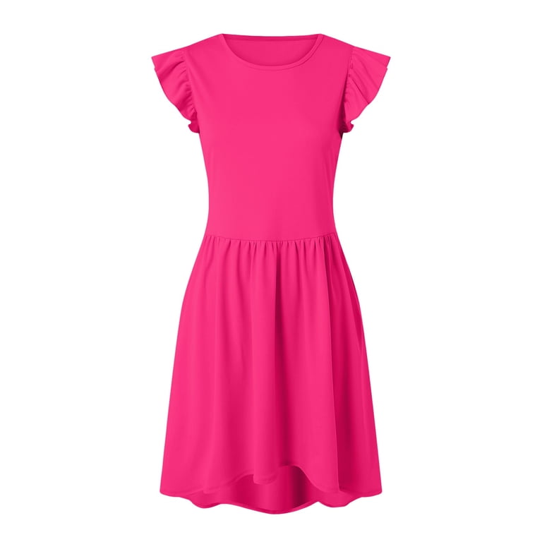 Gubotare Little Girls Dress Girls Summer Dress Boho Beach Casual Smocked  Dresses (Hot Pink,Size 5-6 Years) - Walmart.com
