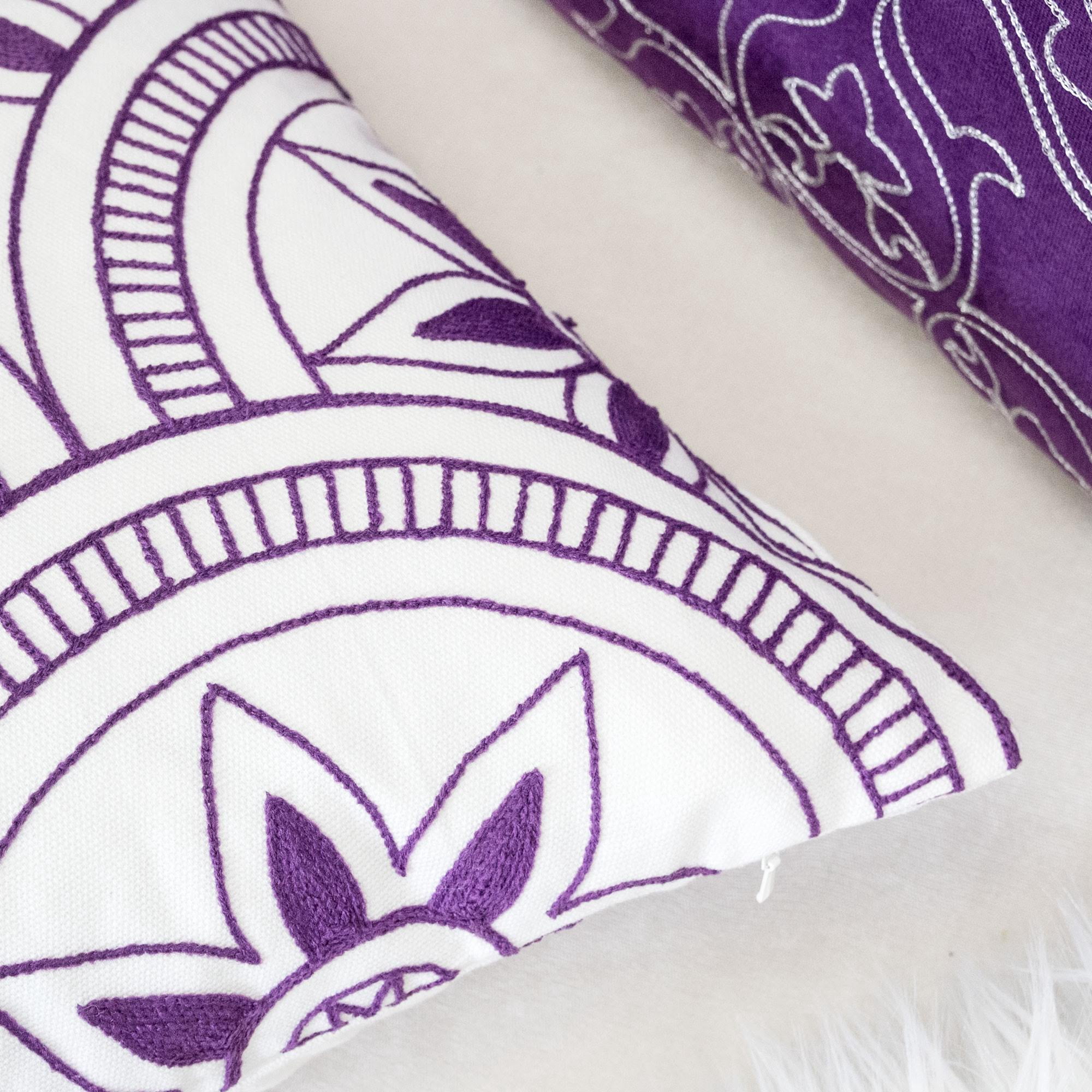 Abry Purple Abstract Polyester 20 in. x 20 in. Throw Pillow (Set of 2)