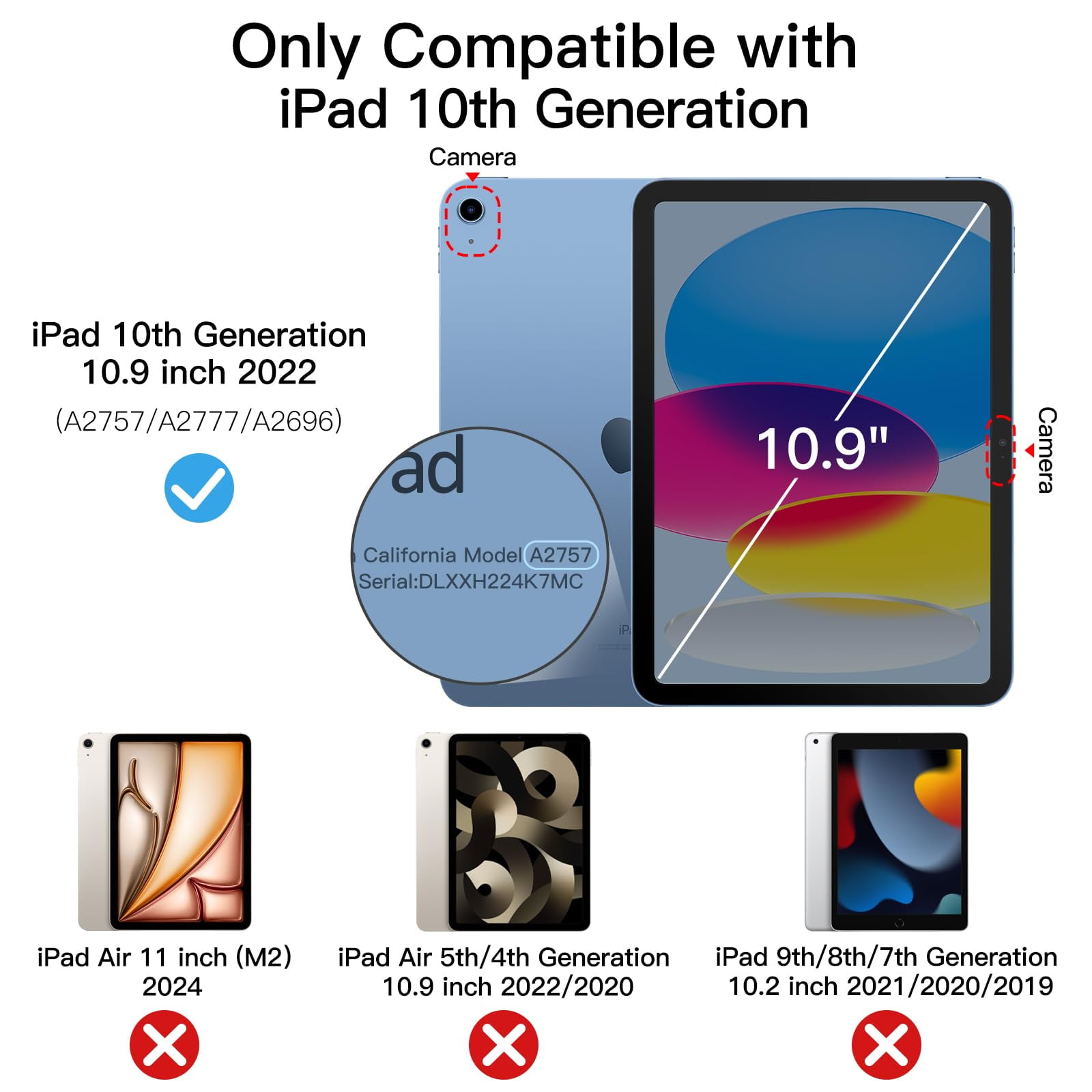 JETech Rotating Case for iPad (A16) 11th/10th Generation (2025/2022) with Pencil Holder, 360 Degree Rotation Protective Stand Cover Clear Back, Auto Wake/Sleep (Blue)