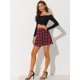 thumbnail image 3 of INSPIRE CHIC Minifalda de cuadros con botones para mujer rojo XS, 3 of 6