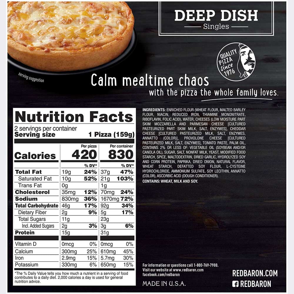 Red Baron Single 4 Cheese Deep Dish Pizza, 5 inch - 12 per case.