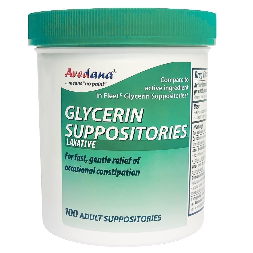 Avedana Glycerin Suppositories for Constipation Relief, Adult Man and Women Use, 100 Count