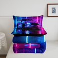 thumbnail image 5 of Manfei Race Car Print Full Size Comforter Sets,Extreme Games Bedding Comforter Set,Blue Pink,Black Reversible,3-Piece,1 Comforter and 2 Pillowcases, 5 of 7