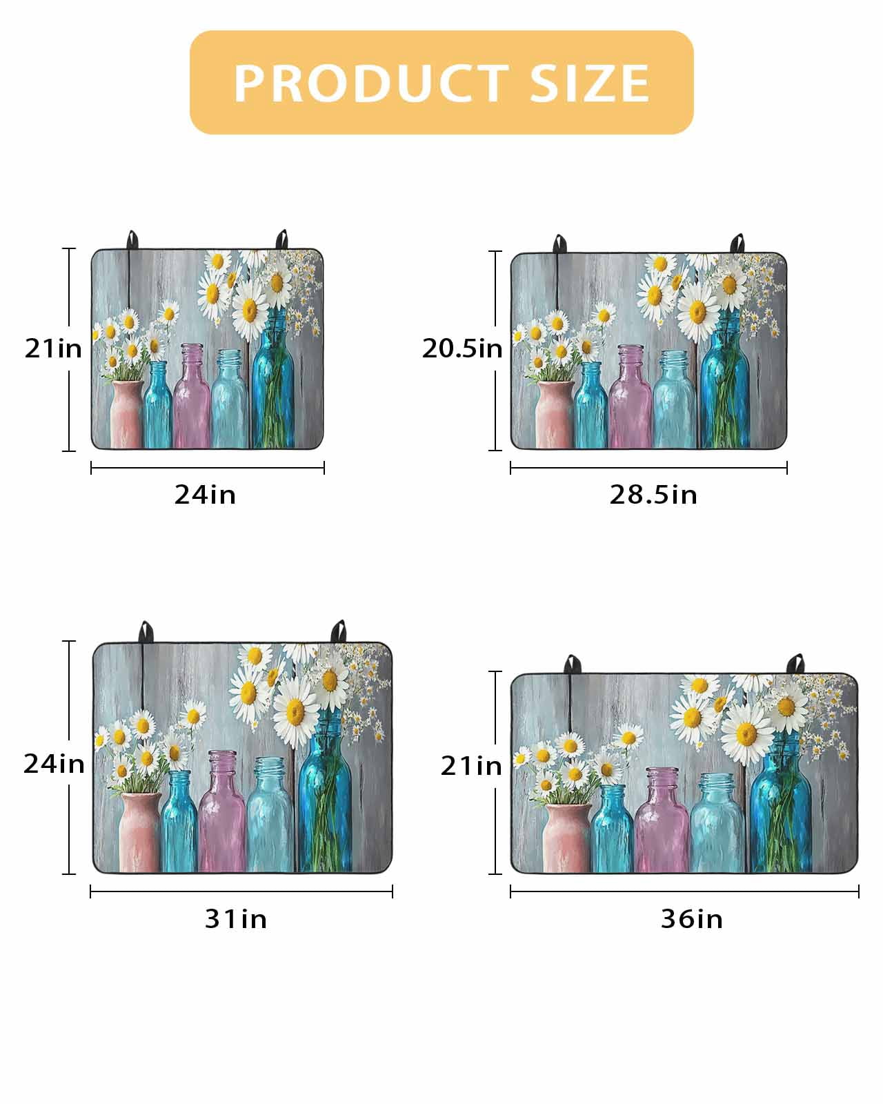 nqOlkjepod Large Induction Cooktop Protector Mat 36"x21", White Spring Floral Stove Top Covers for Electric Stove, Farmhouse Flowers Wooden Vintage Stove Burner Cover Mats, Glass Top Stove Cover