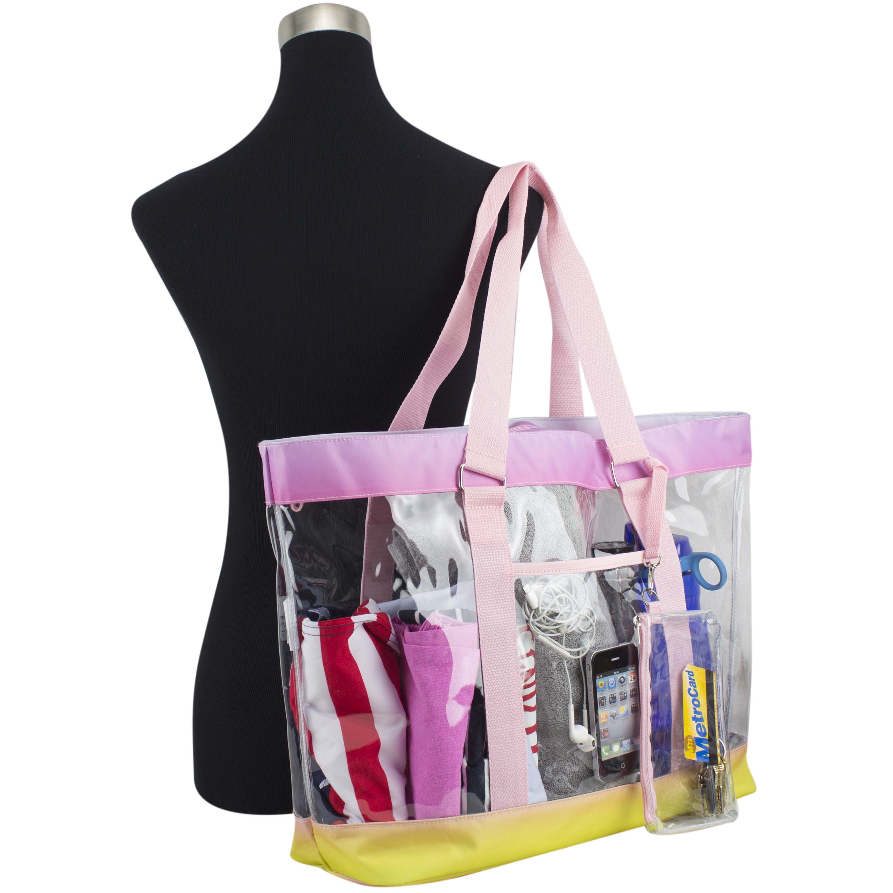 Eastsport Supreme Deluxe Clear Tote with Wristlet, Rainbow