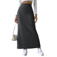 thumbnail image 1 of Falda Larga de Punto Informal con Abertura Lateral y Cintura Alta para Mujer, Cómoda y Ajustada. Gris Oscuro XS, 1 of 10