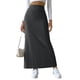thumbnail image 1 of Falda Larga de Punto Informal con Abertura Lateral y Cintura Alta para Mujer, Cómoda y Ajustada. Gris Oscuro L, 1 of 10