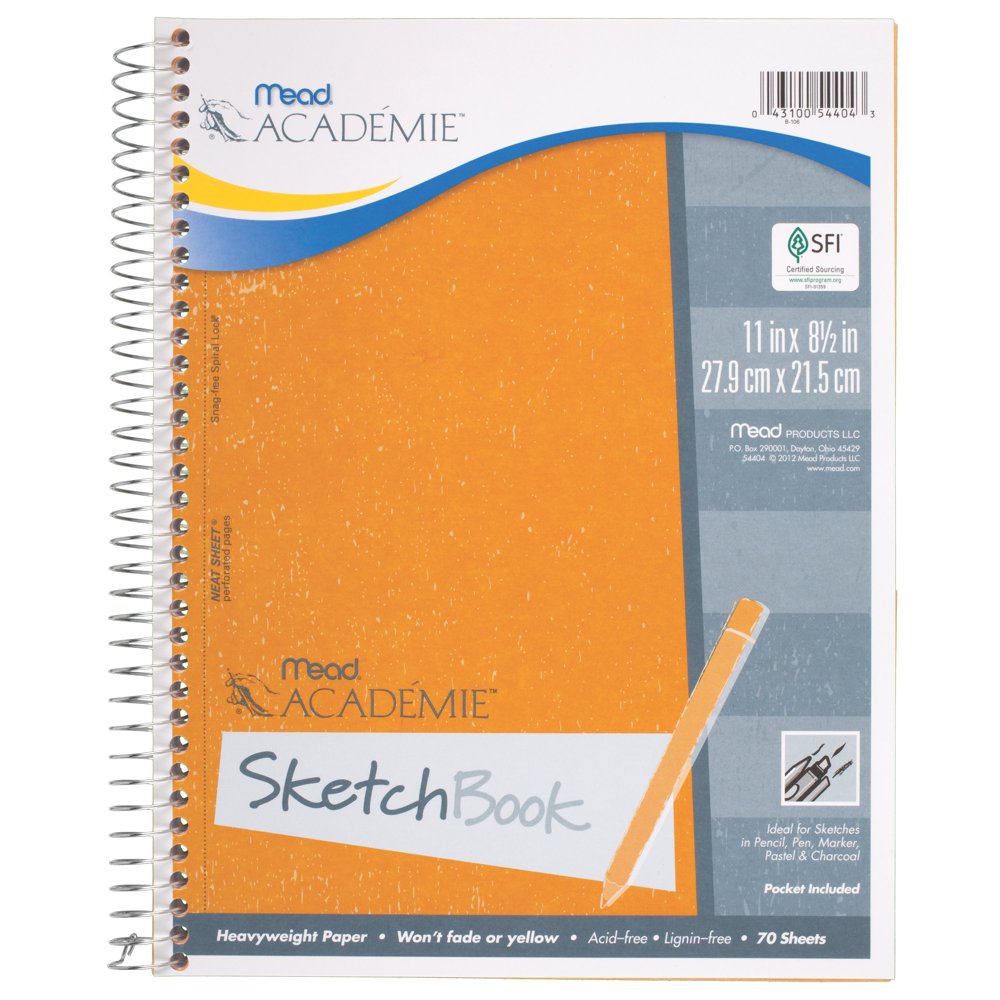 Mead Académie Wirebound Sketchbook, 70 Sheets, 11" x 8 1/2" (54404