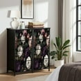 thumbnail image 6 of Dresser for Bedroom with 4 Storage Drawers Vintage Floral Rich Purple Pink White Roses Dark Dressers Chest of Drawers Steel Framed Fabric Closet Organizers for Entryway, 6 of 7