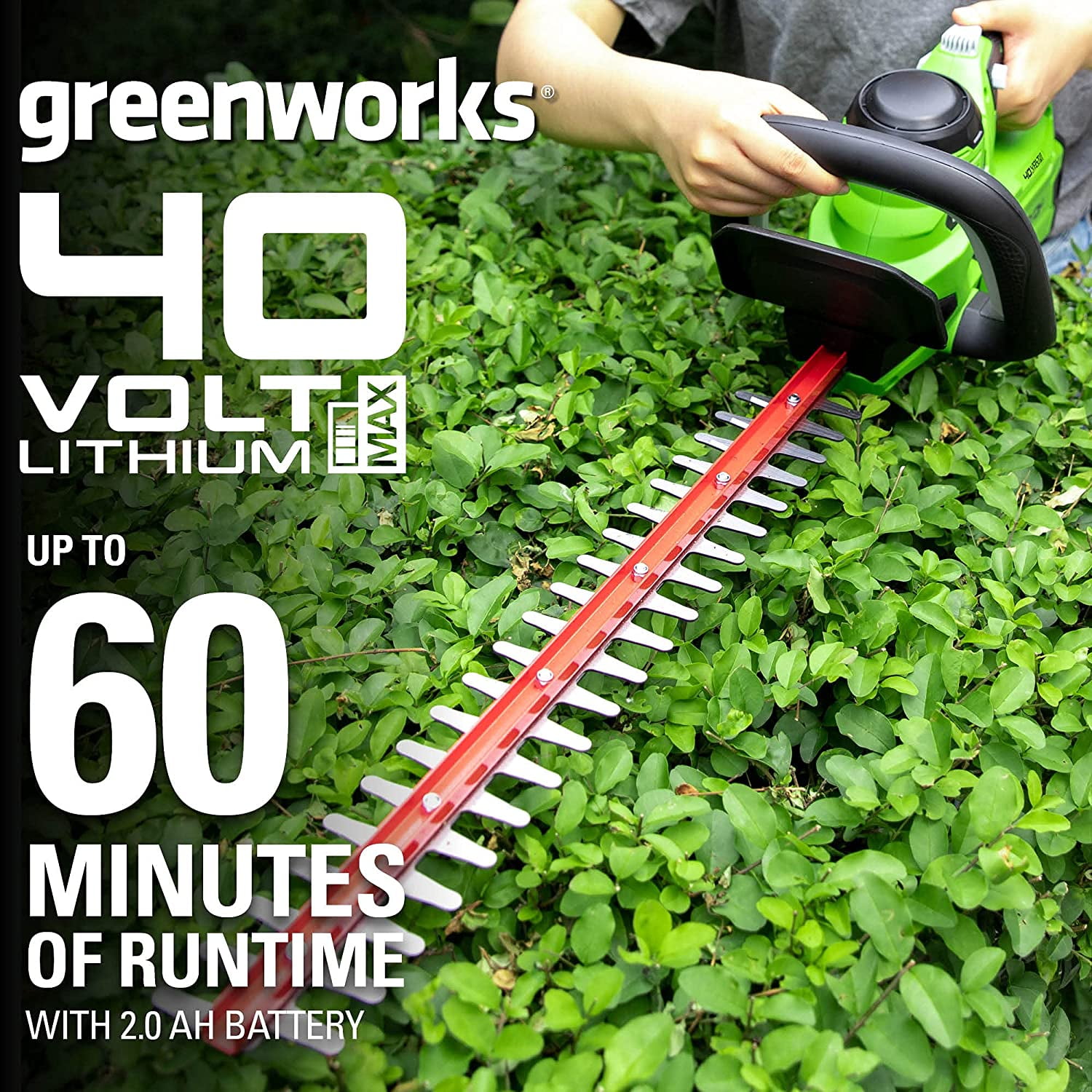 Greenworks 40V 24" Hedge Trimmer (1" Cutting Capacity), Battery Not Included HT40B02