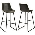 thumbnail image 2 of Vintage Leatherier Bar Stools with Back and Footrest Counter Height Dining Chairs Set of 2 (Grey), 2 of 2