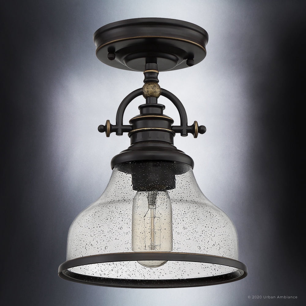 Luxury Traditional Indoor Ceiling Light, 10.50''H x 8.00''W, with Classic Style Elements, Vintage Design, Parisian Bronze Finish and Clear Seeded Glass, UQL3662