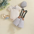 thumbnail image 4 of Kaemgyyd Baby Boys Two Piece Set Formal Infant Outfits Suits Cute Polka Dot Bow Short Sleeve Romper with Suspender Shorts 3 M-3 T, 4 of 5
