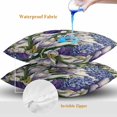 thumbnail image 4 of Throw Pillow Covers 18x18 Inch Set of 2, Spring Flowers Waterproof Outdoor Pillow Covers, Purple Hydrangea Orchid Floral Country Beige Decorative Cushion Pillowcases for Couch, Sofa, Bed, Patio, 4 of 9