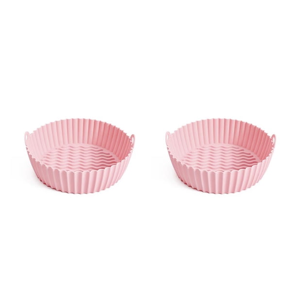 Cesta de freidora de aire Naiovety de silicona reutilizable antiadherente Rosado 2Conjunto