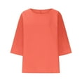 thumbnail image 4 of aidice Cotton Linen Shirts for Women Casual Round Neck 3/4 Sleeve Tops Comfy Loose Lightweight Tee Shirts, 4 of 4