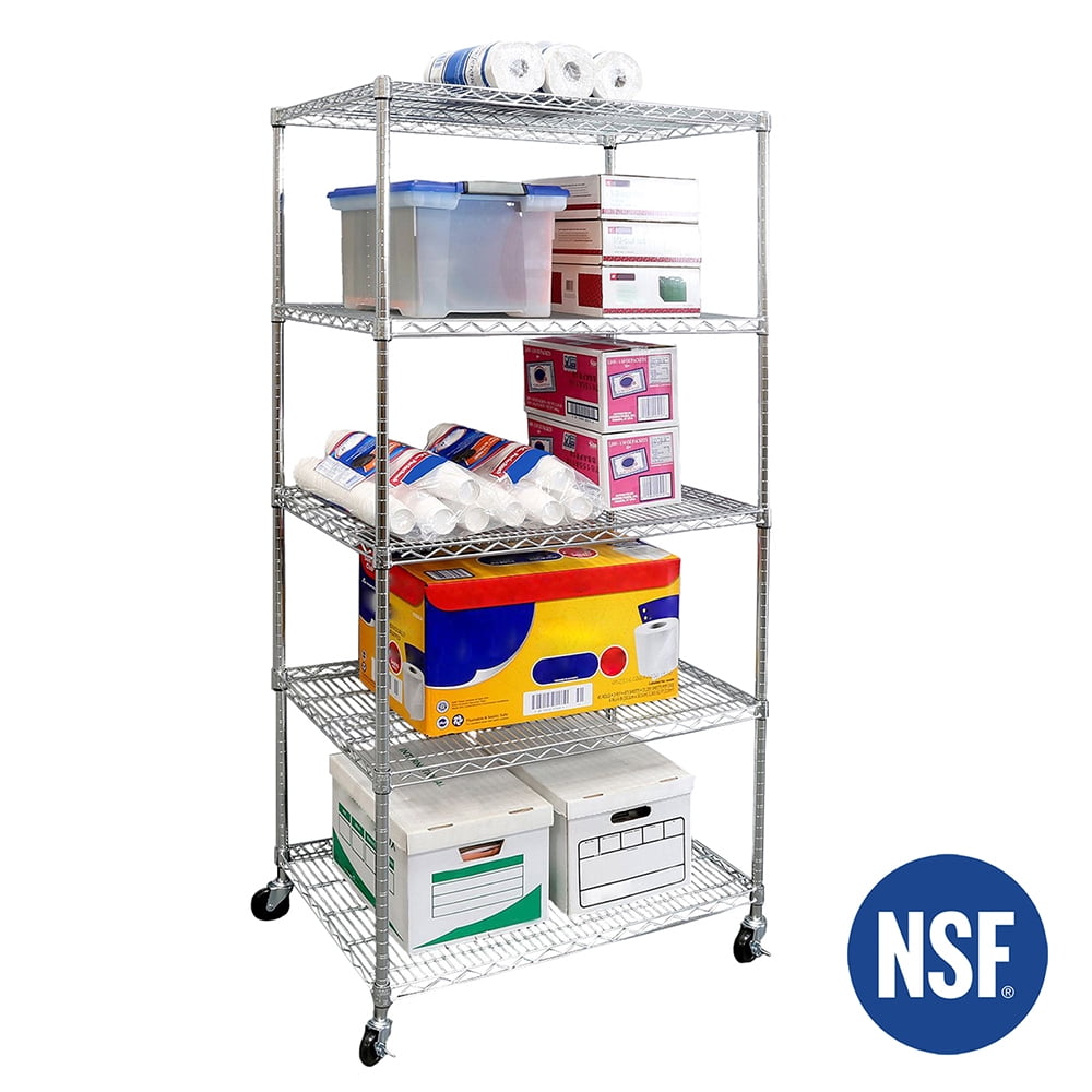 Seville Classics UltraDurable® 5-Tier NSF Steel Wire Shelving, 36" W x 24" D, Plated Steel
