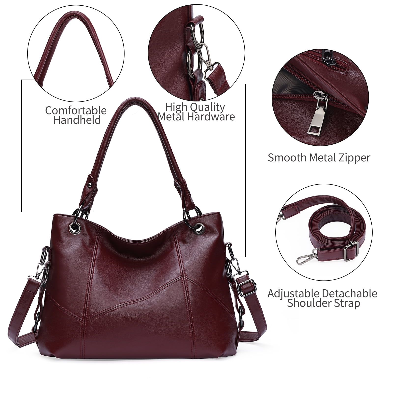 KALUNMA Genuine Leather Hobo Bag for Women Large Tote Shoulder Handbag Satchel for Laptop Work Ladies