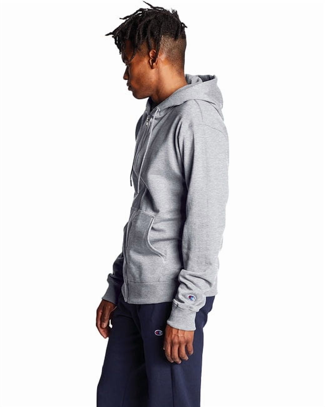 Men's Double Dry Action Fleece Full Zip Hood, Light Steel - XL