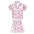 thumbnail image 4 of Girls Satin Pajamas Valentine Pjs Short Sleeve Bow Button Down Sleepwear Boys Pajama 6-7 Years, 4 of 4