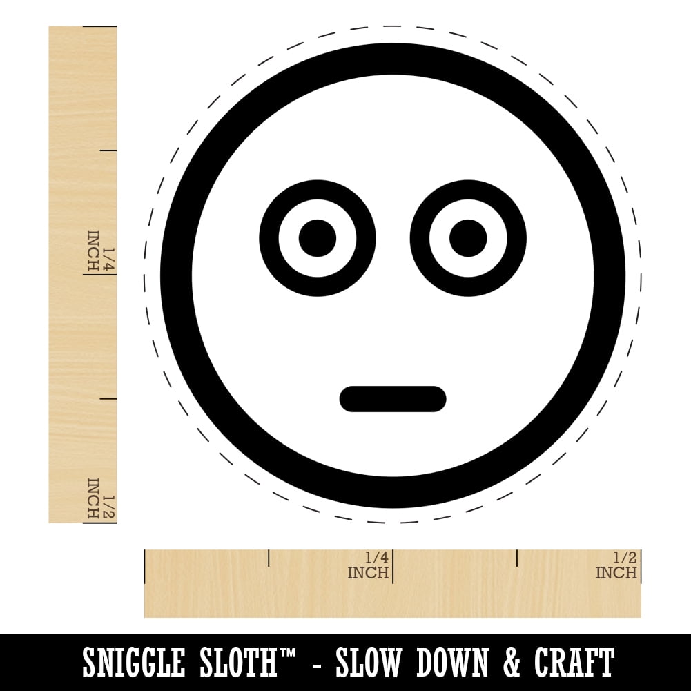 Scared Face Emoticon Self-Inking Rubber Stamp Ink Stamper - Black Ink - Mini 1/2 Inch