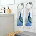 thumbnail image 6 of Dreamtimes Peacock Blue Flowers Watercolor Painting Towels 100% Cotton Hand Towel for Bathroom 16 x 30 inch, Absorbent Soft & Skin-Friendly, 1 Piece, 6 of 6