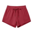 thumbnail image 2 of Gyujnb Women Stretch Athletic Shorts Soft Breathable Drawstring Elastic Waist Casual Workout Shorts with Pockets,Red, 2 of 4