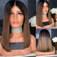 thumbnail image 4 of Riforla Perruques Courtes Droites Synthétiques Mode BOBO Marron pour Femmes Perruques Cheveux Naturels Perruques Femmes Marron, 4 of 8