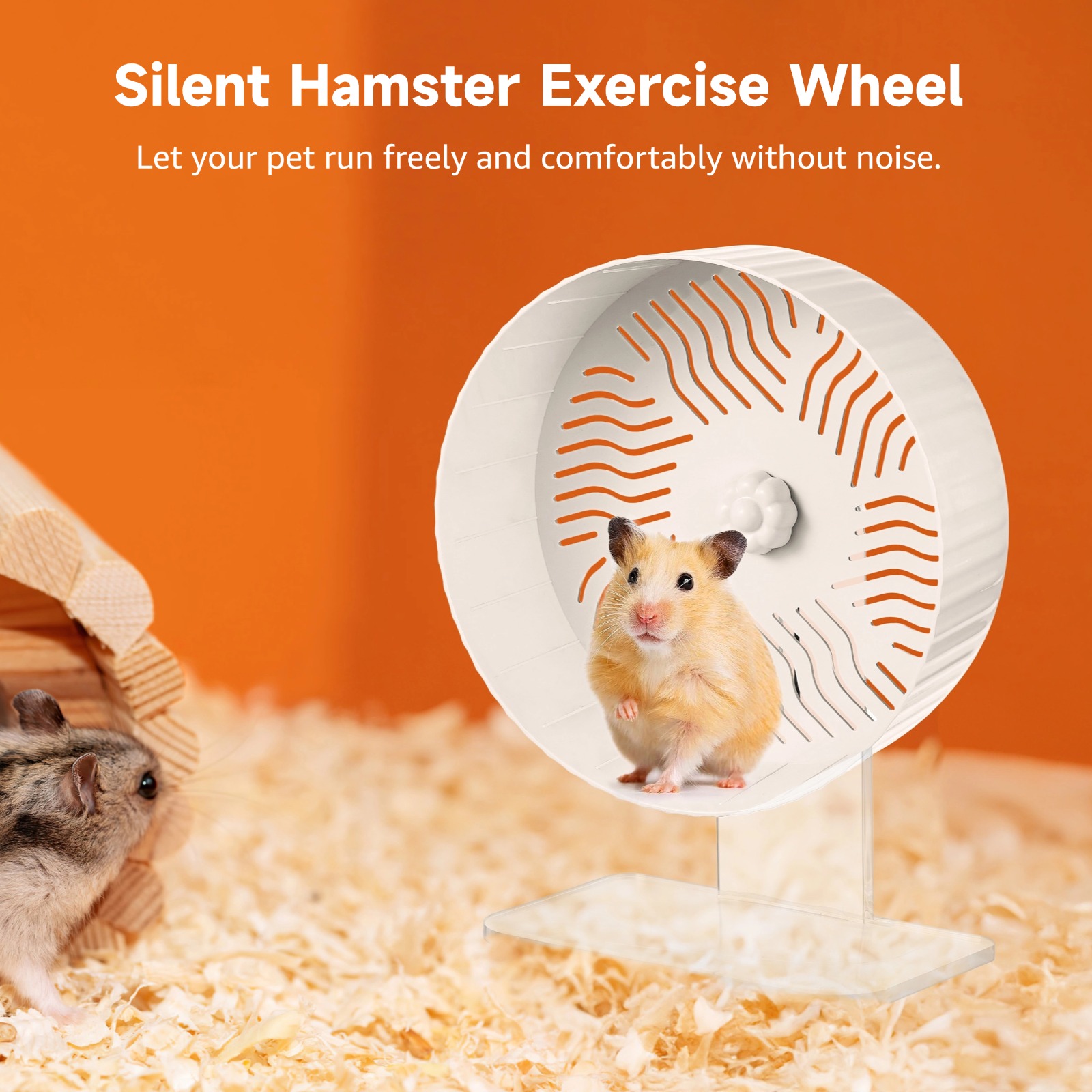 Hamster Exercise Wheel, Silent Hamster Wheel with Acrylic Stand, Space-Saving Running Wheel, Quiet Spinning Wheel, Great for Guinea Pigs, Gerbils