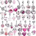 thumbnail image 2 of NEW Authentic 925 Sterling Silver Pink Original Charm Love Potion Murano Glass Heart Dangle Beads Fit Pandora Bracelet Jewelry, 2 of 4